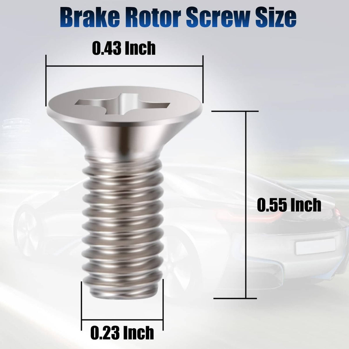 Stainless steel brake rotor fixing screw with head and threading, size-marked