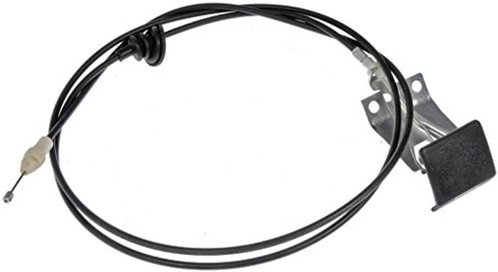 Black hood release cable assembly with metal bracket and black handle