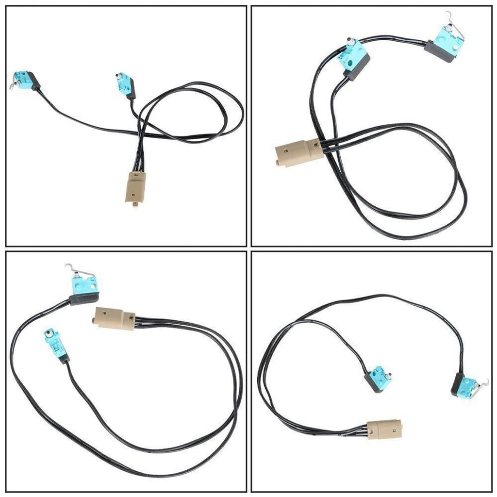 Door handle wiring harness with black cables, beige connector, and blue plugs