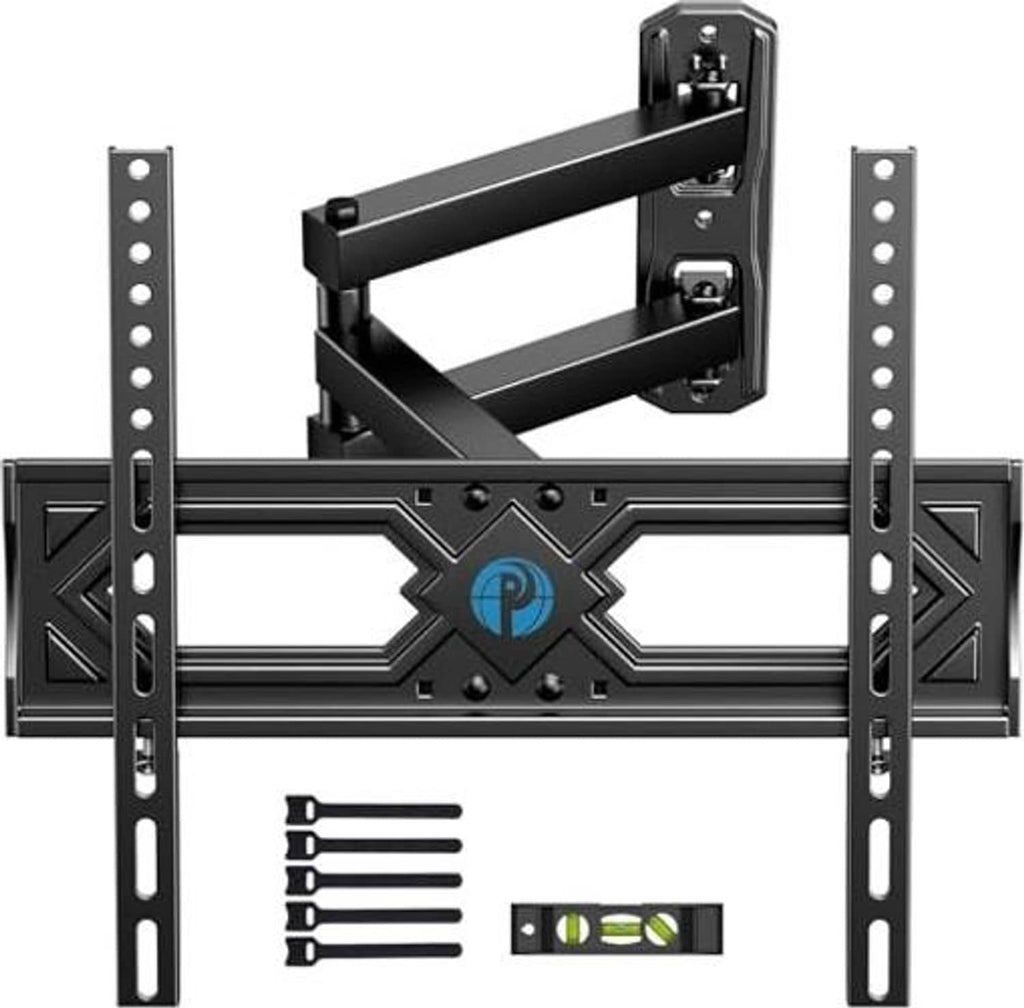 Full motion TV wall mount frame with adjustable side rails and VESA bracket