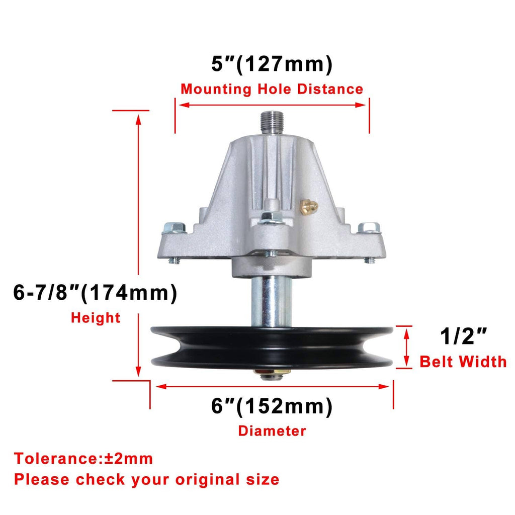 Spindle assembly with black belt pulley, threaded mounting stud, and silver body