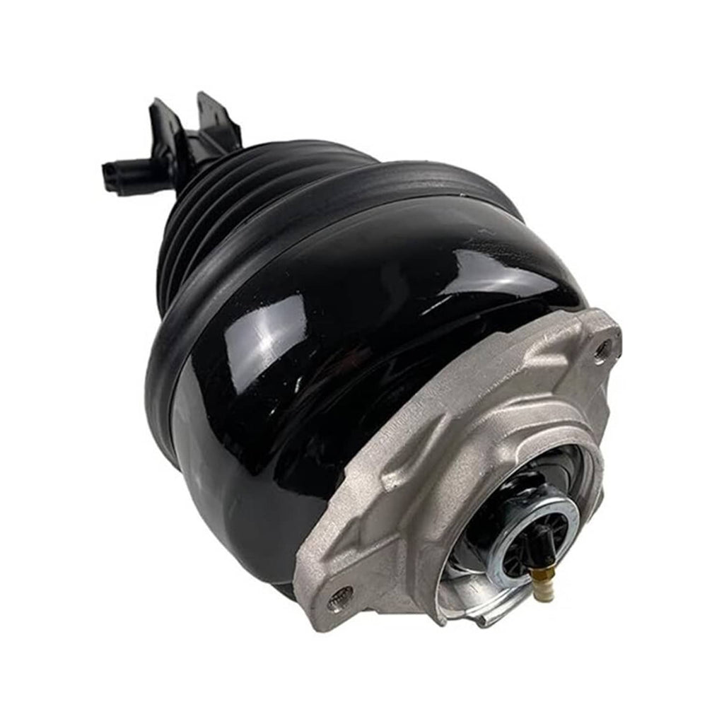 Front air suspension strut assembly showing black bellows and silver top mount