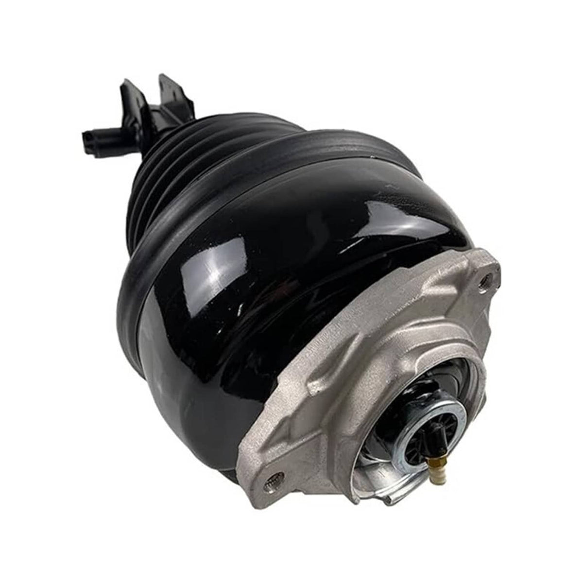 Front air suspension strut assembly showing black bellows and silver top mount