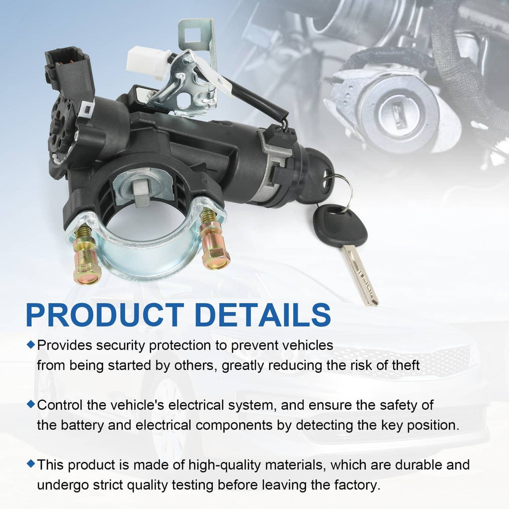 Ignition lock cylinder assembly with keys, mounting clips, and brass contacts