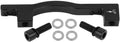 Post mount disc brake adapter bracket with two bolts and two washers, black finish