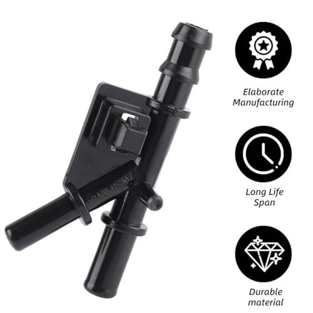 Black water pipe joint with hose barbs and rectangular connector block