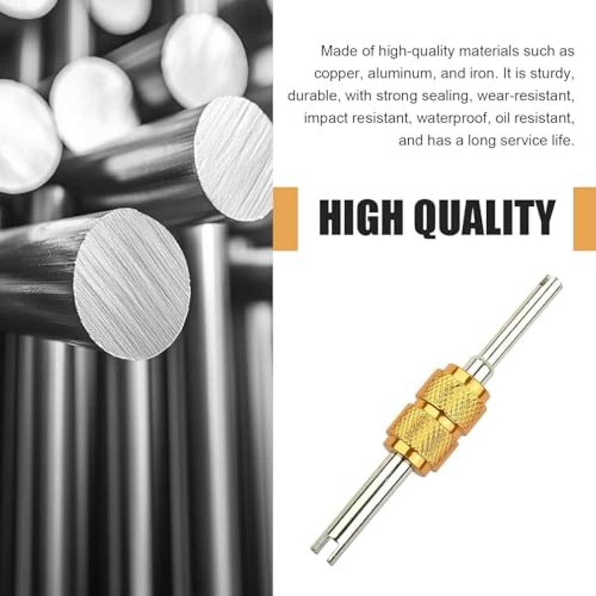 A/C Schrader valve core kit: gold brass valve core with dual metal stems