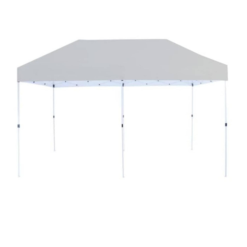 Hexagonal canopy top cover in light gray with vertical hanging ties on each side