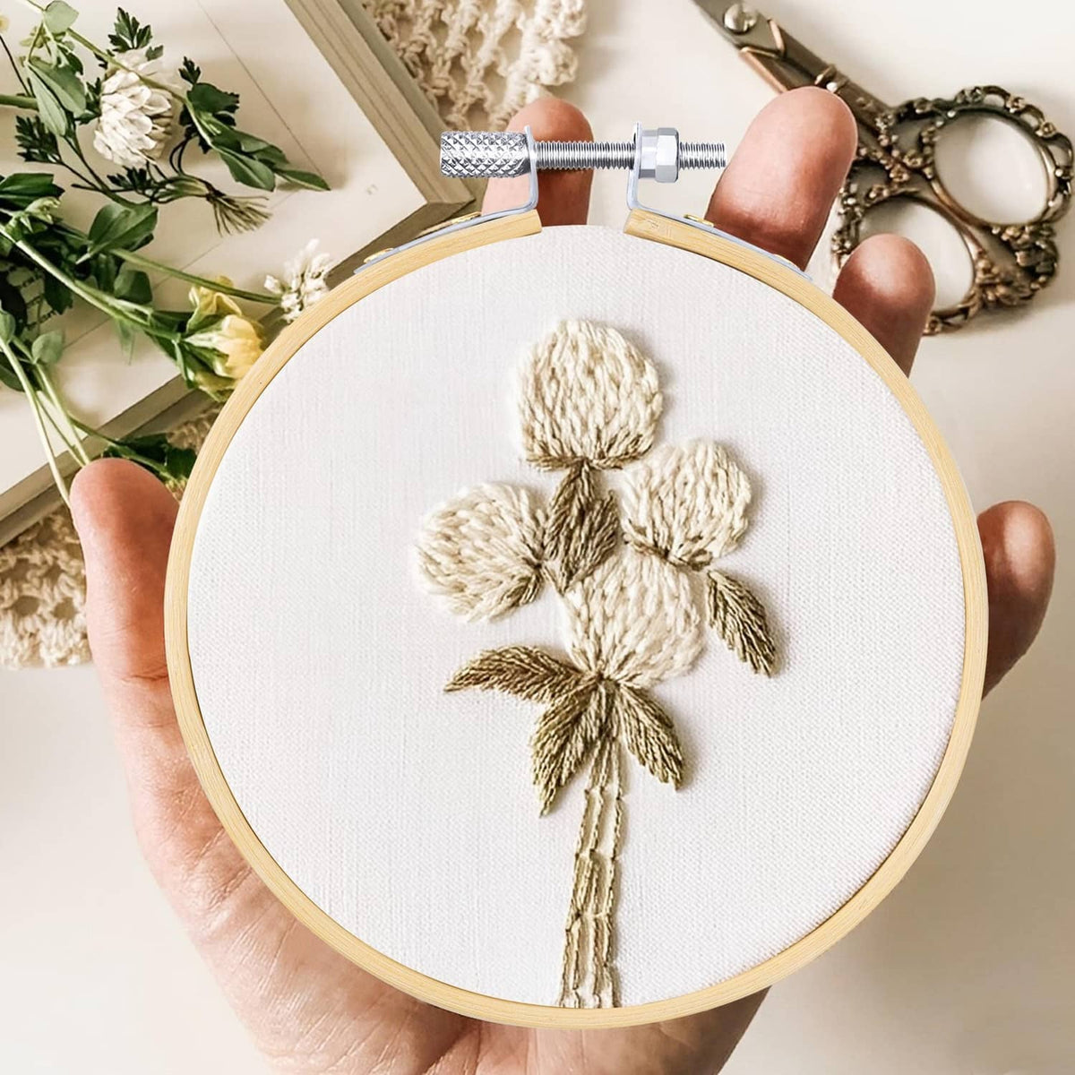 RivetOak GIEMSON Embroidery Hoop 4 Inch 12 Pieces Small 4 inch, Nature