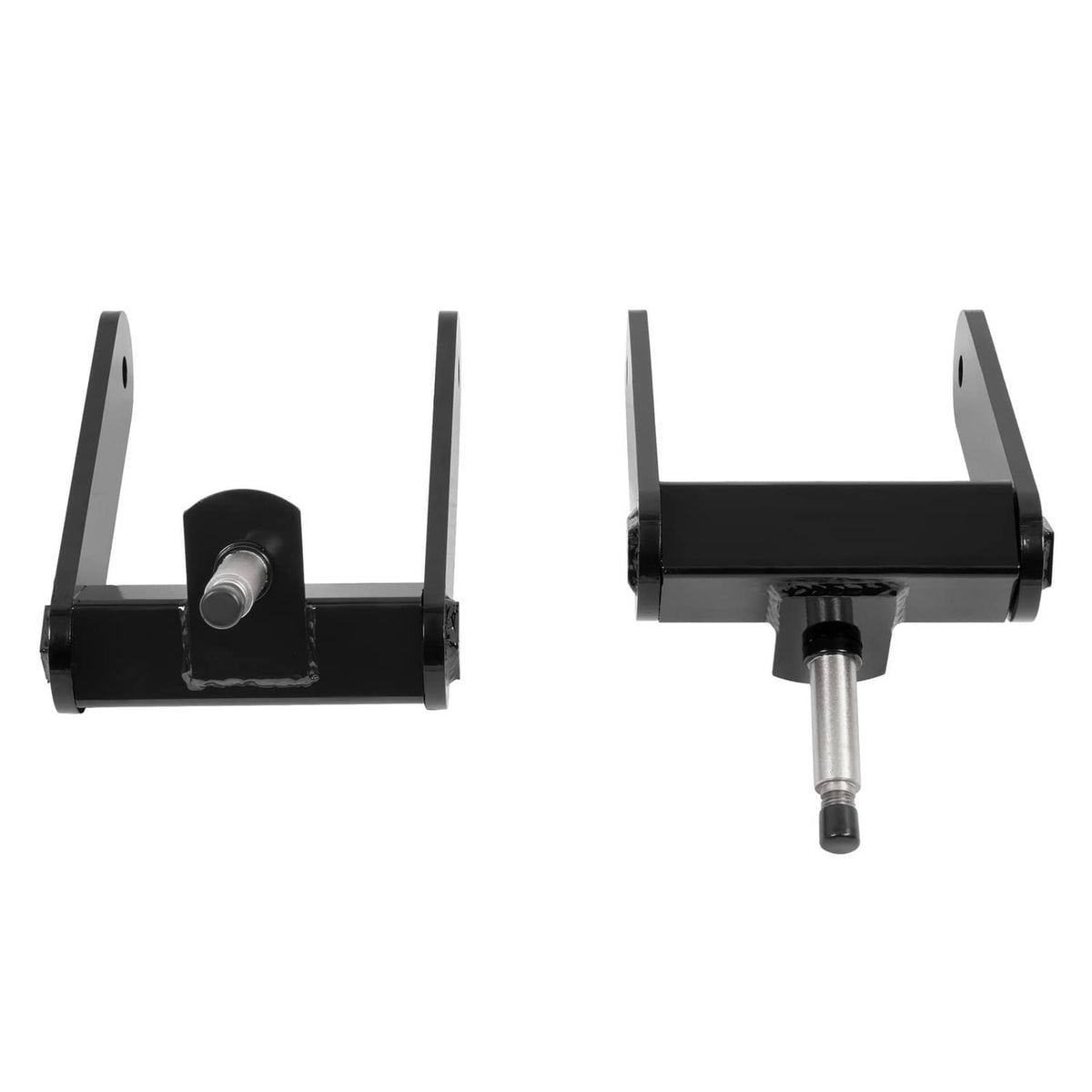 Black mower fork frames with center pivot pin and side plates