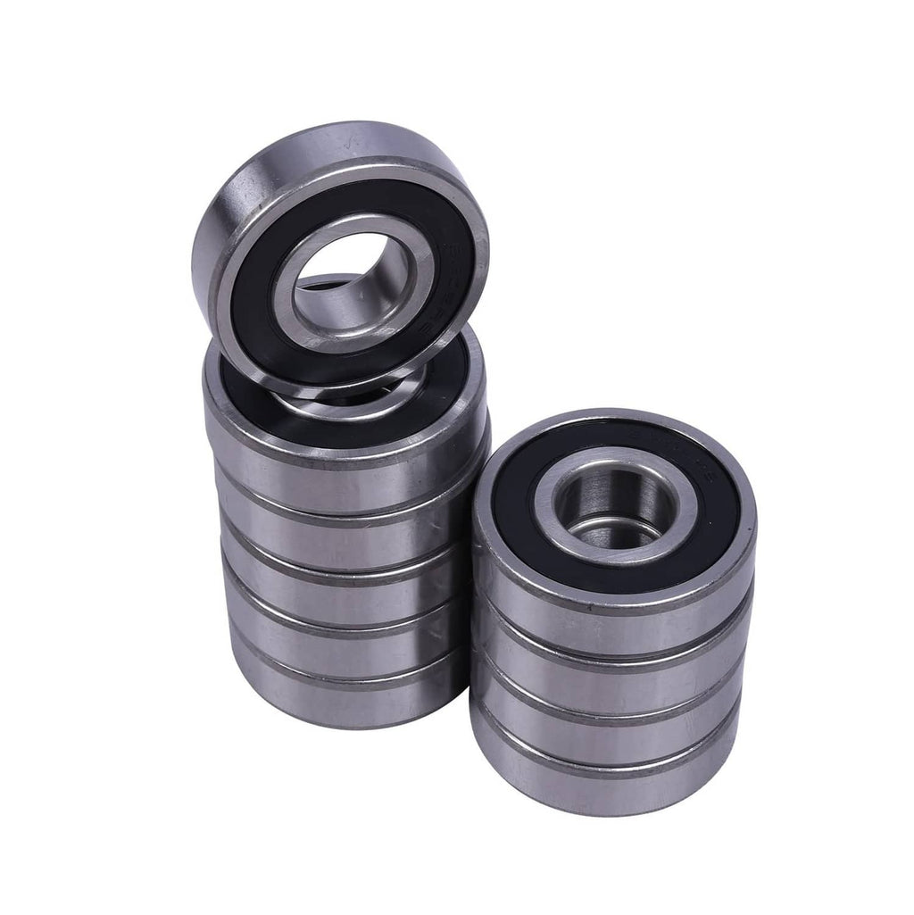 Stacked deep groove ball bearings with black rubber seals