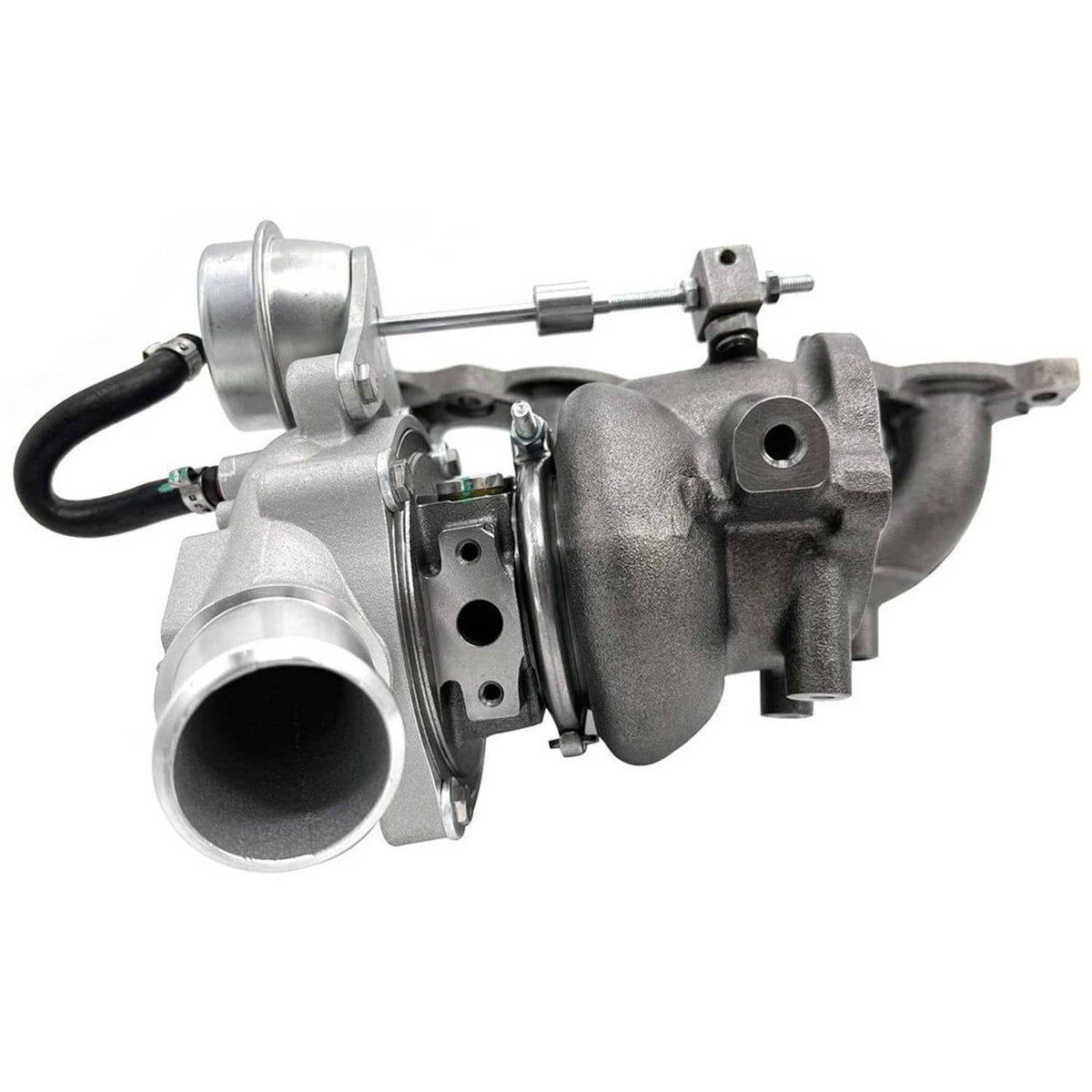 Turbocharger assembly with inlet housing and wastegate actuator