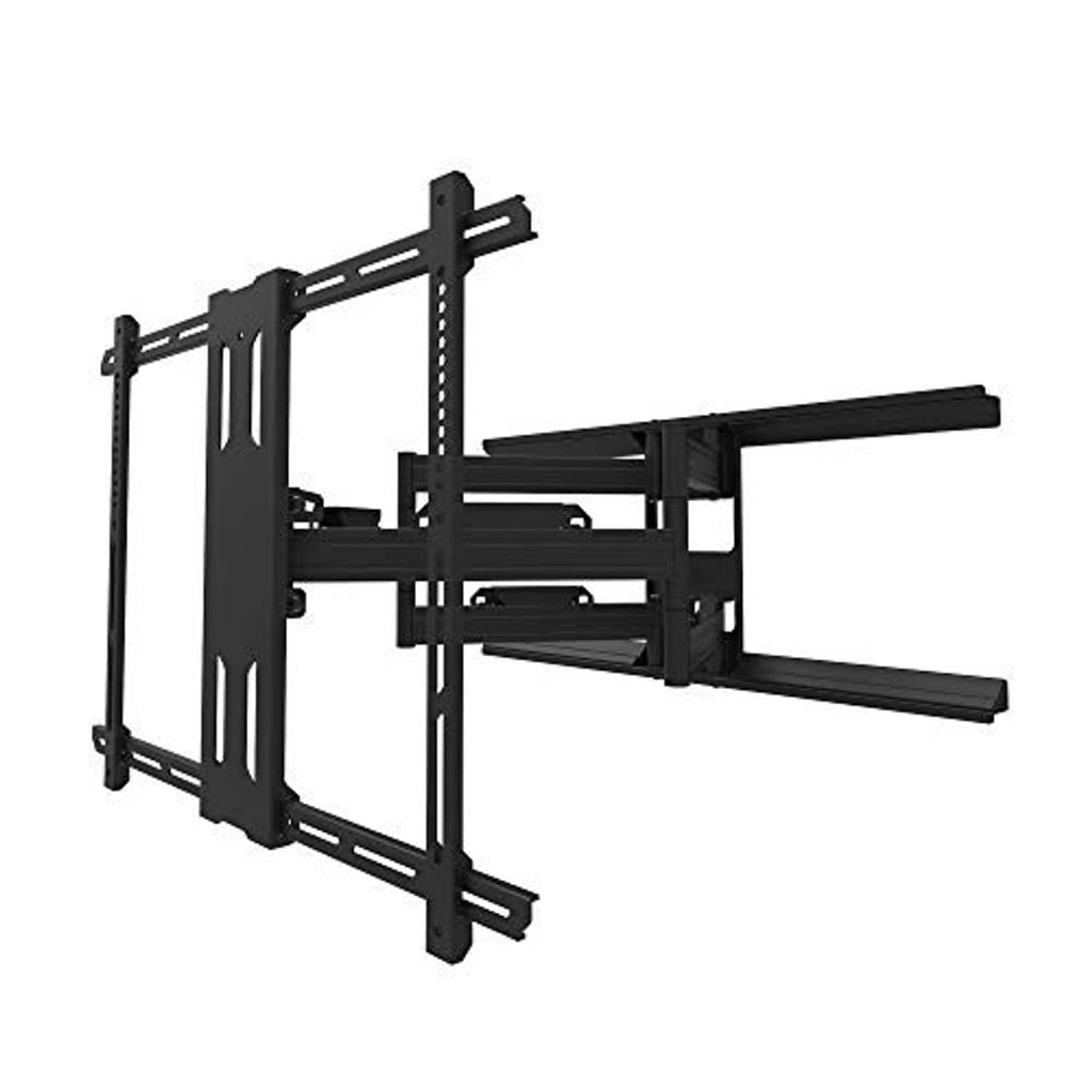 Black TV wall mount bracket with long extension rails and side support bars