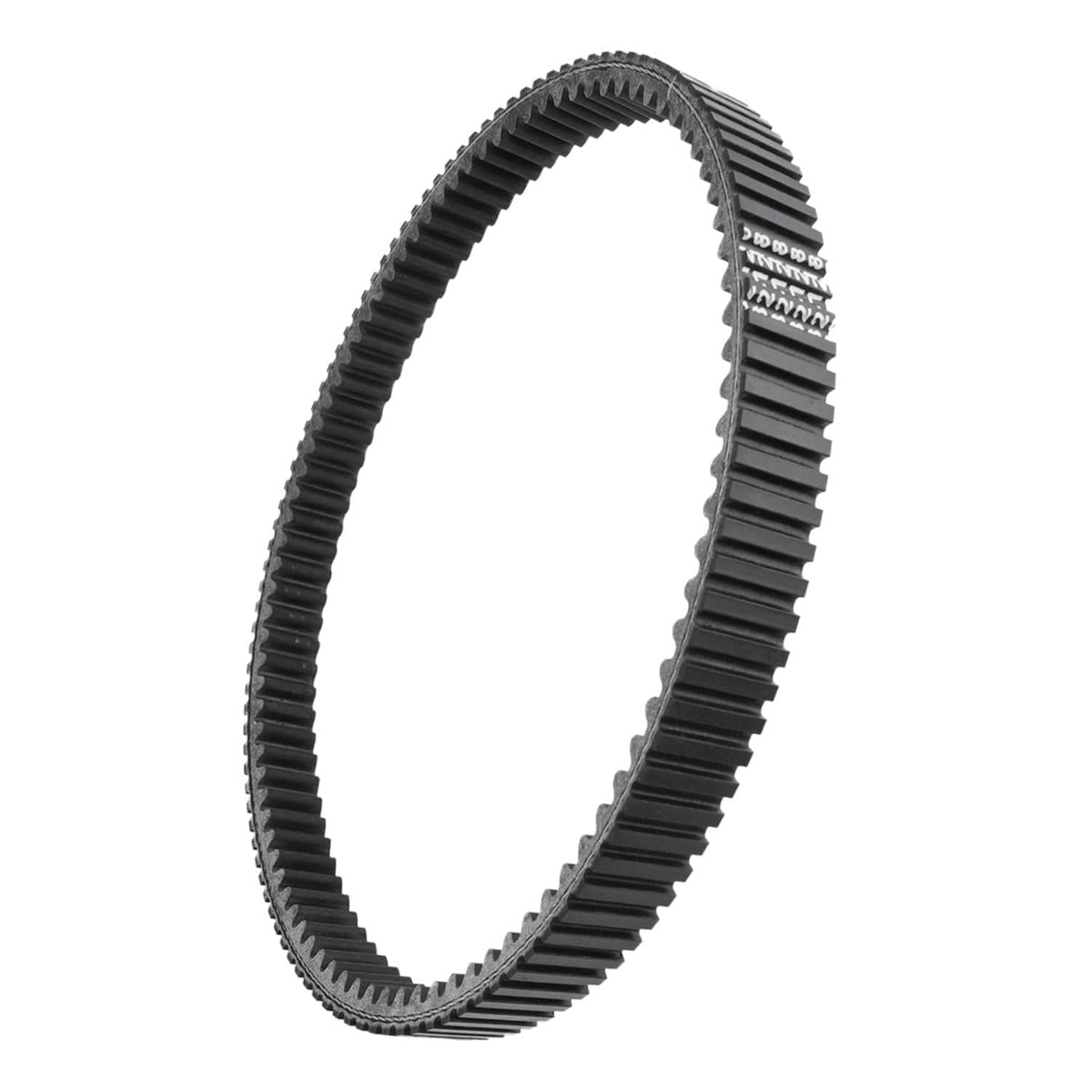 Heavy duty clutch drive belt, black loop shown in a narrow, angled profile