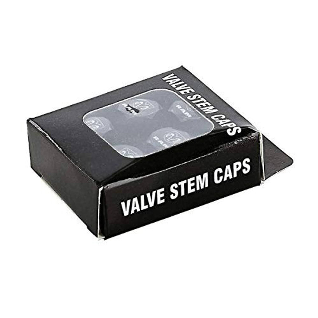Valve stem caps packaging box, black with “VALVE STEM CAPS” text