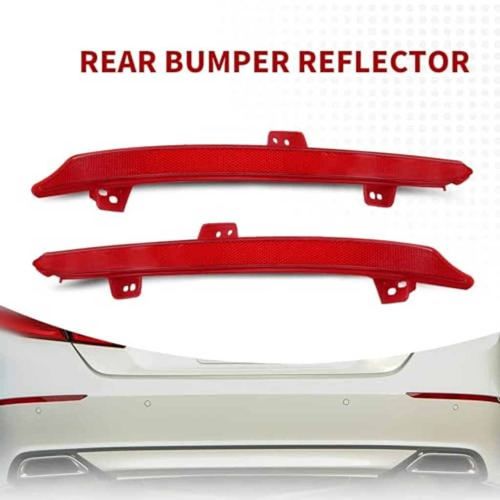 Red rear bumper reflector light strips, two-piece set with mounting brackets