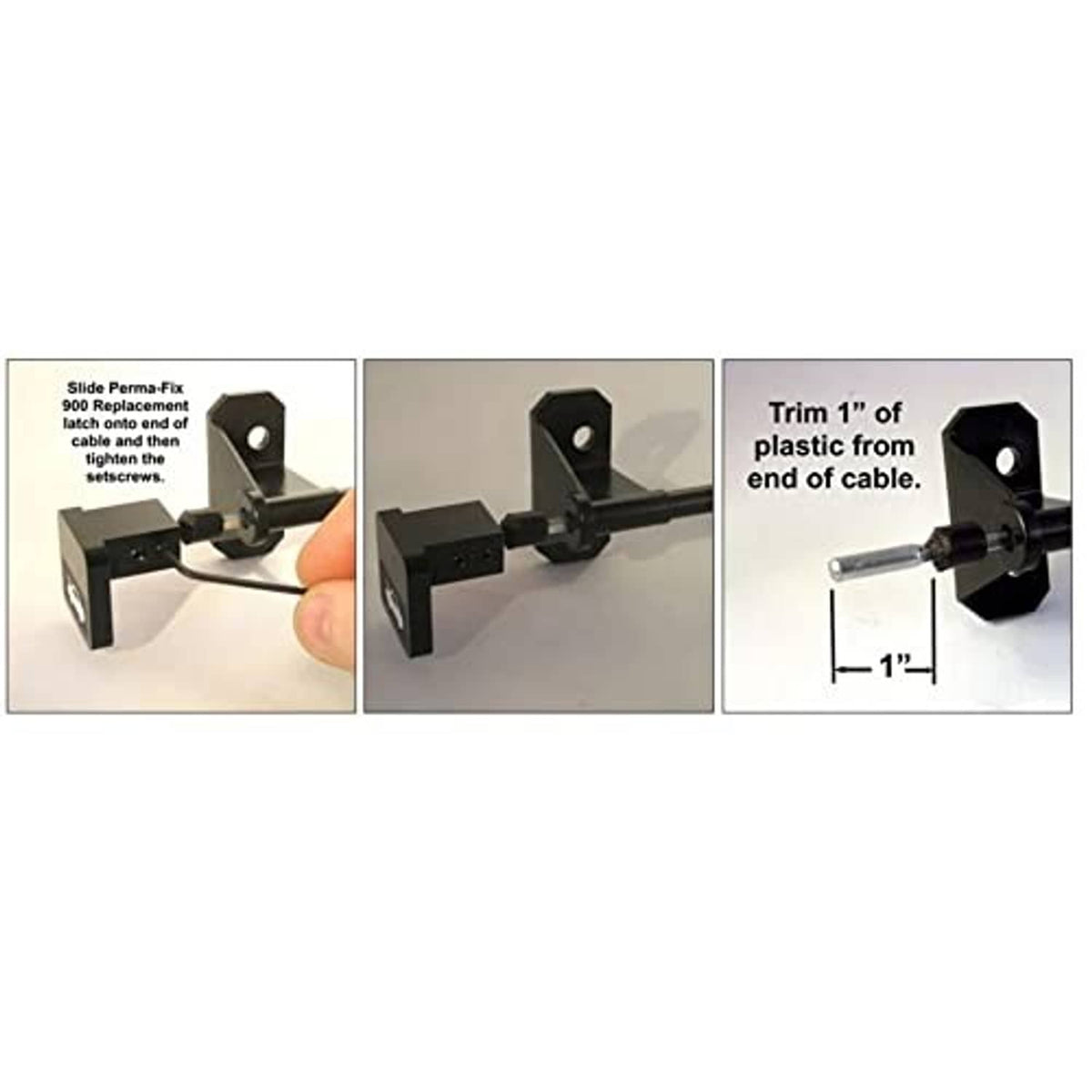 Hood release latch handle repair components with black bracket and installation hardware.