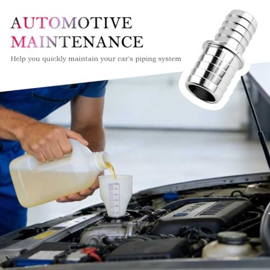Aluminum radiator hose connector adapter with barbed ends for automotive coolant lines