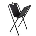 Black folding canvas print rack with two angled panels and carry handle