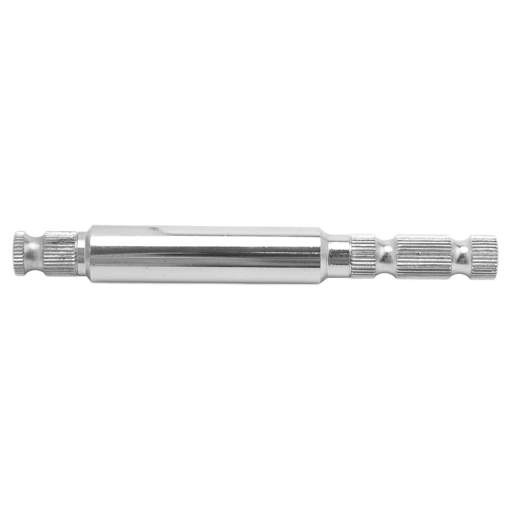 Motorcycle inner shifter lever shaft side view, long metal rod with threaded ends