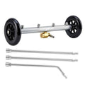 16-inch undercarriage pressure washer attachment with black wheels and brass coupler