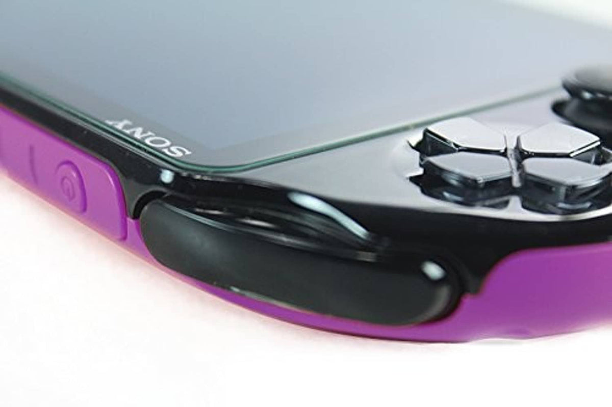 Clear tempered glass screen protector edge on PS Vita 1000 console