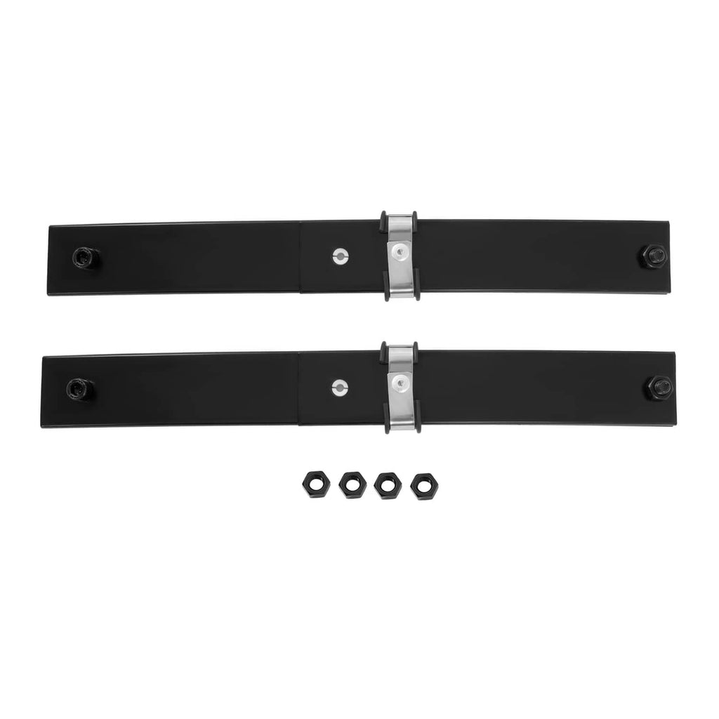 Front leaf spring set with black spring plates, center clamp, and included nuts