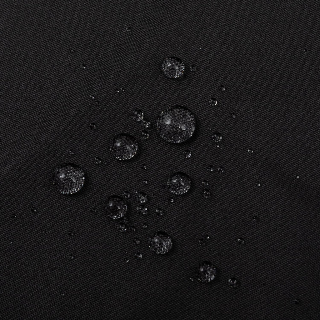 Black shower curtain fabric with water droplets beading for waterproof protection