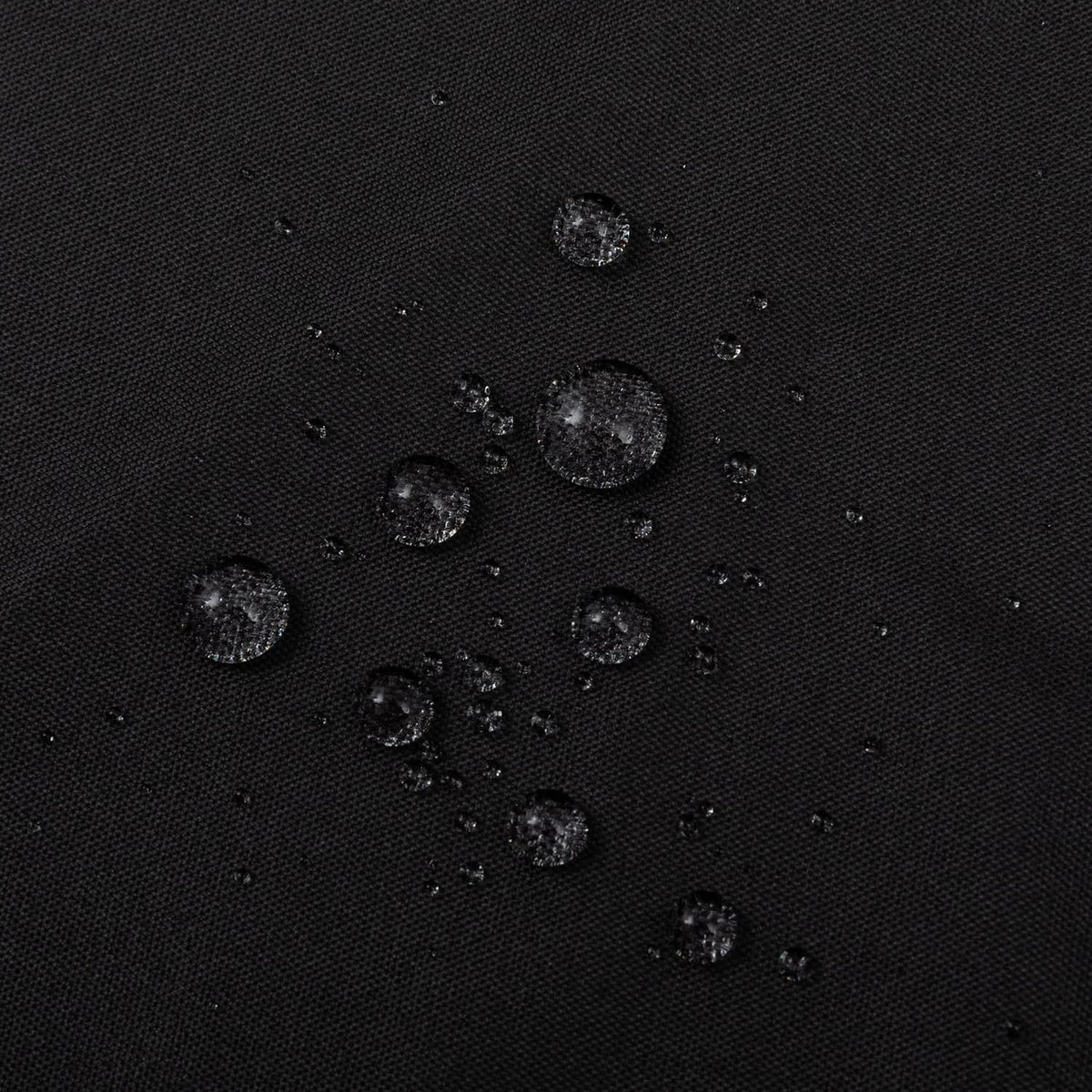 Black shower curtain fabric with water droplets beading for waterproof protection