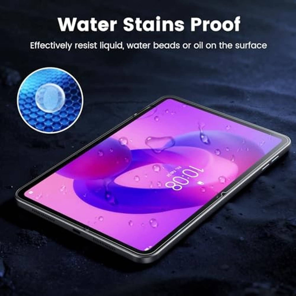 Clear tempered glass screen protector for tablet with water-bead protection