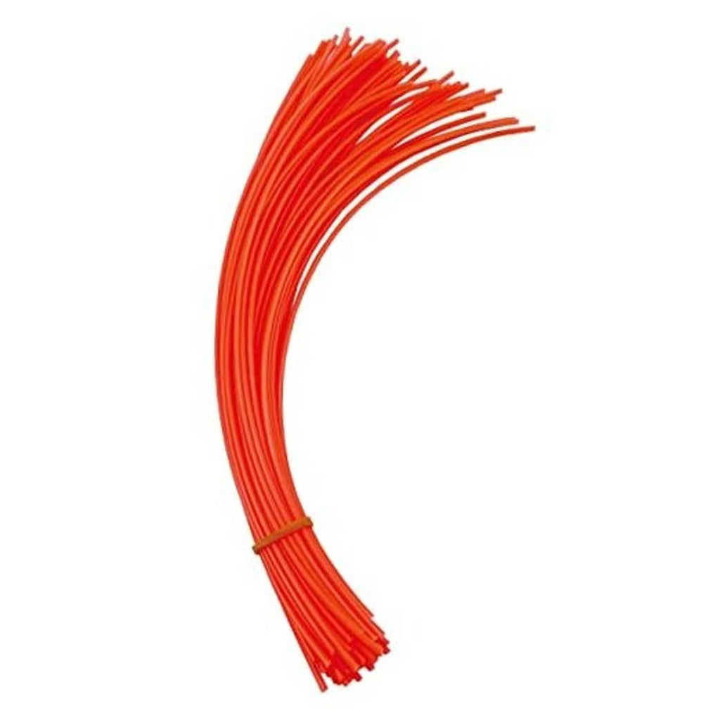 Orange precut round trimmer line bundle, cut ends ready for string trimmer