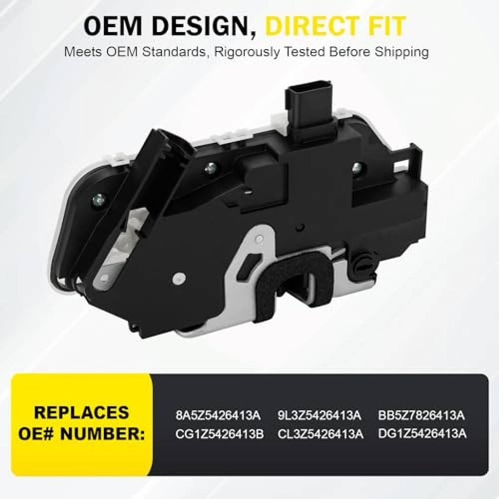 Door lock latch actuator replacement, black locking mechanism on white base plate