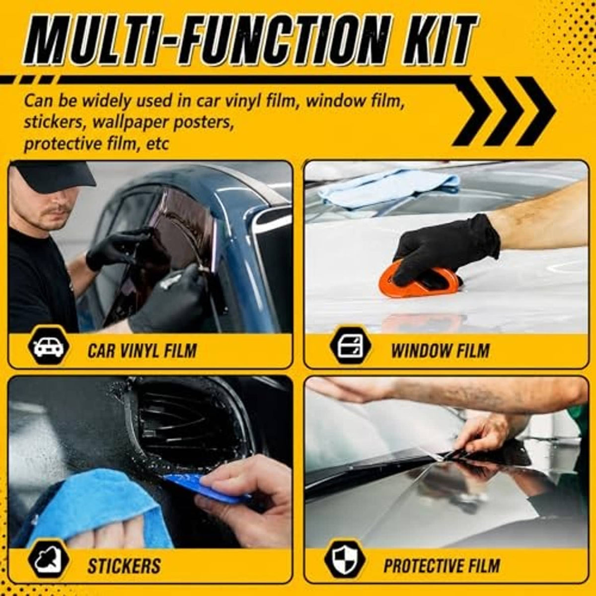 Multi-function vinyl wrap tool kit for car film, window film, stickers, and protective film