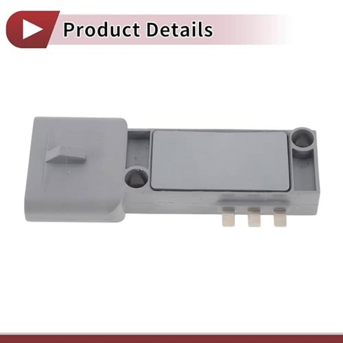 Grey ignition control module with rectangular body and 4-pin connector end