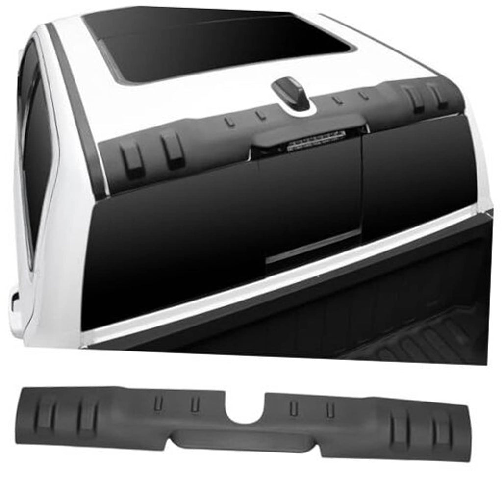 Black TPE rear roof spoiler protector with raised edge and molded tabs