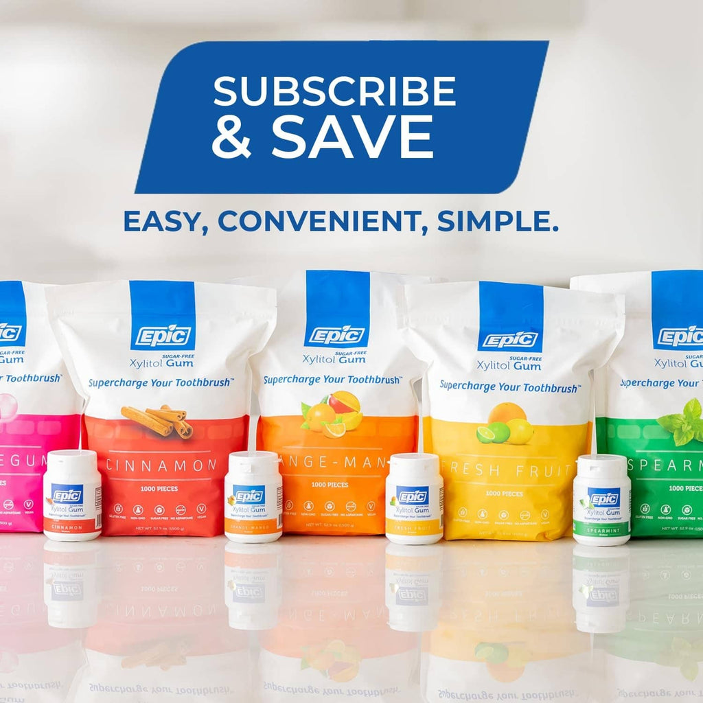 Subscribe and save assortment of Epic sugar-free xylitol gum bags