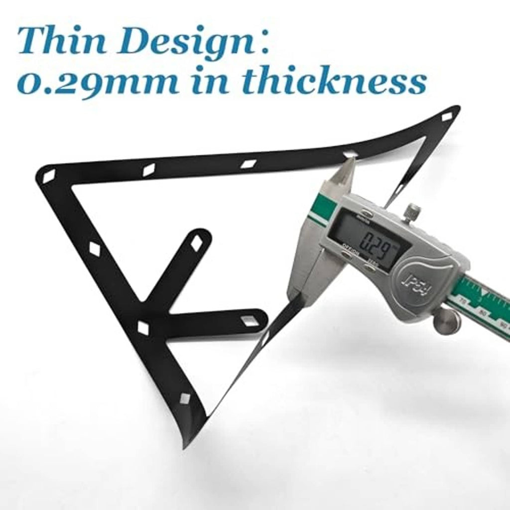 Ultra-thin black triangular billiard ball rack sheet, measured with caliper tool
