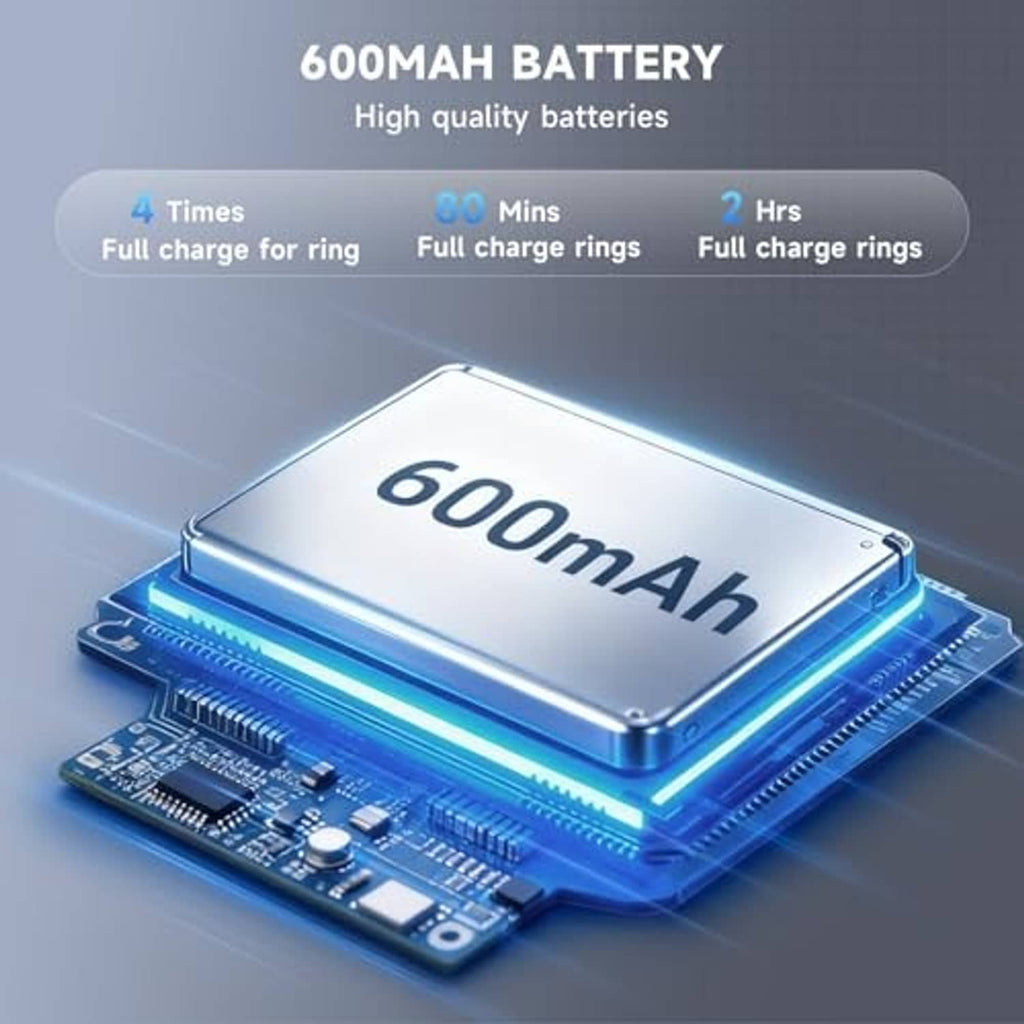 Wireless charging case featuring internal 600mAh battery circuitry with blue power module