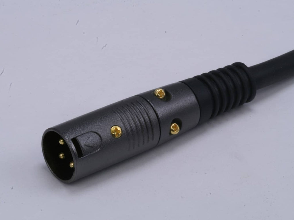 Black XLR female connector end with latch and gold contact pins