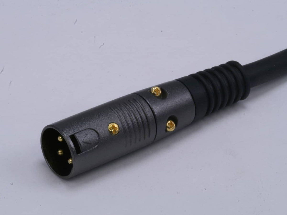 Black XLR female connector end with latch and gold contact pins