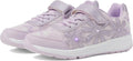 Light-up kids sneaker in light lavender with lace-up front and glowing flower details