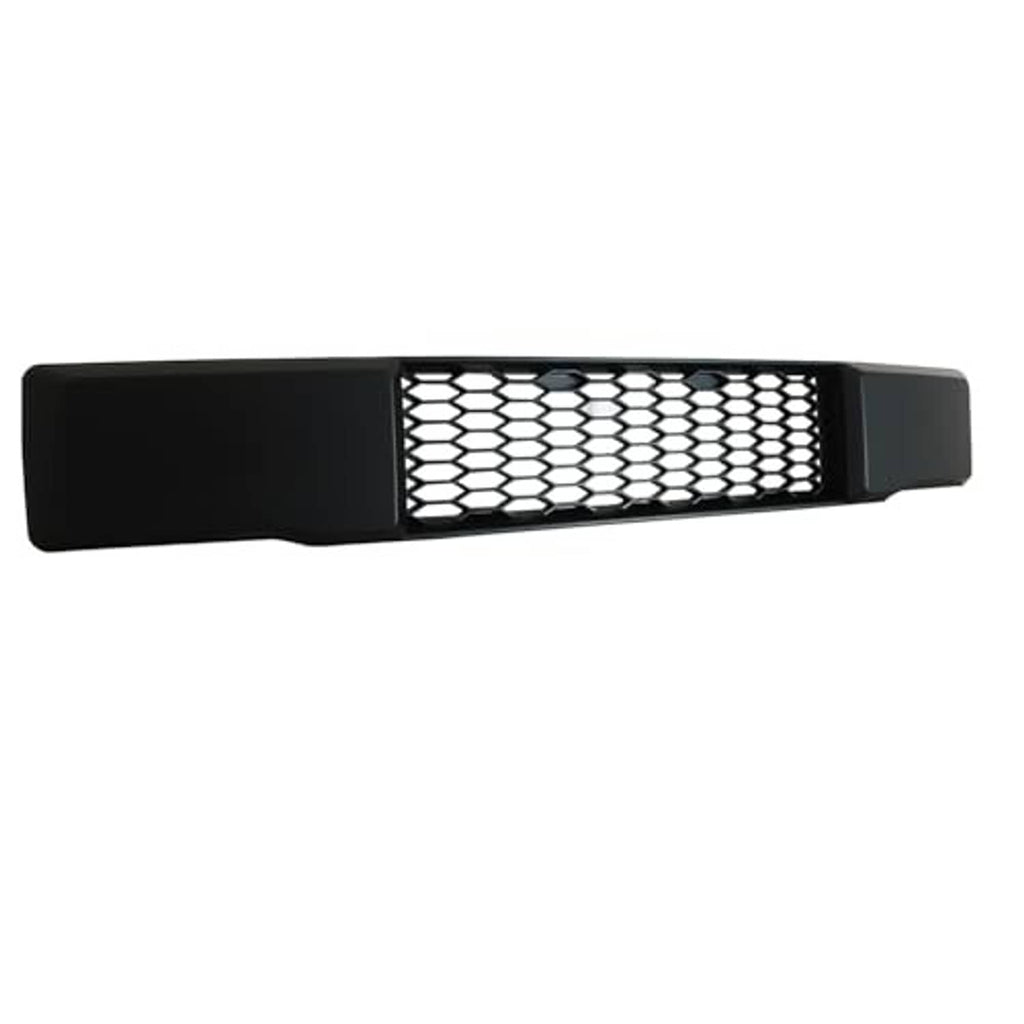 Black lower grille insert with rectangular opening and silver honeycomb mesh