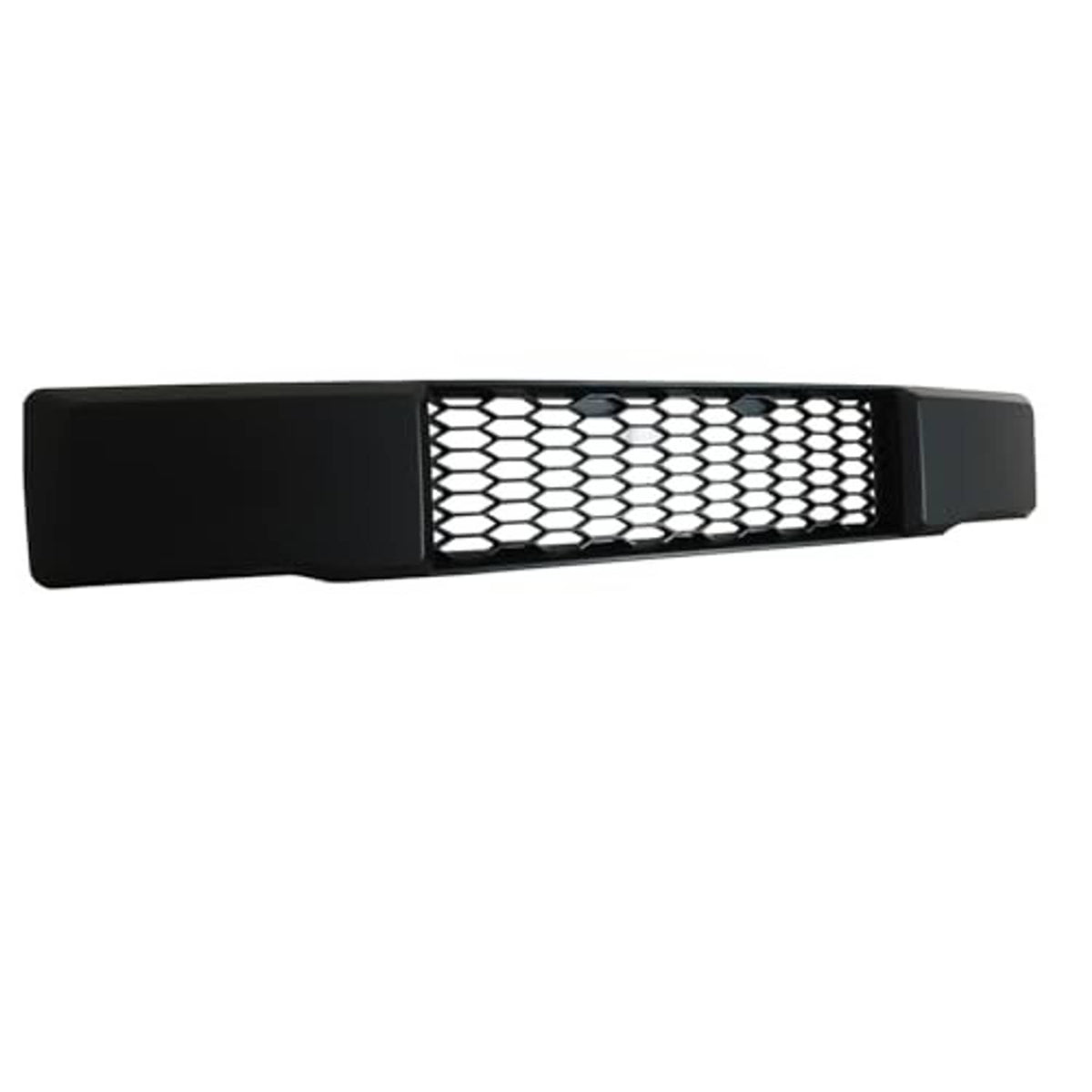 Black lower grille insert with rectangular opening and silver honeycomb mesh