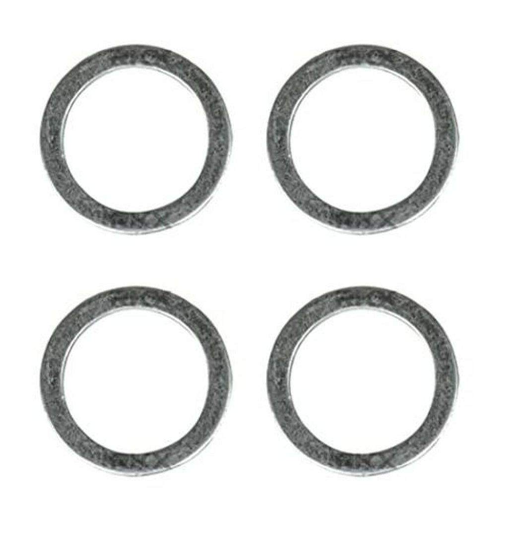Crush washer gasket set of four textured metal rings, flat circular shape