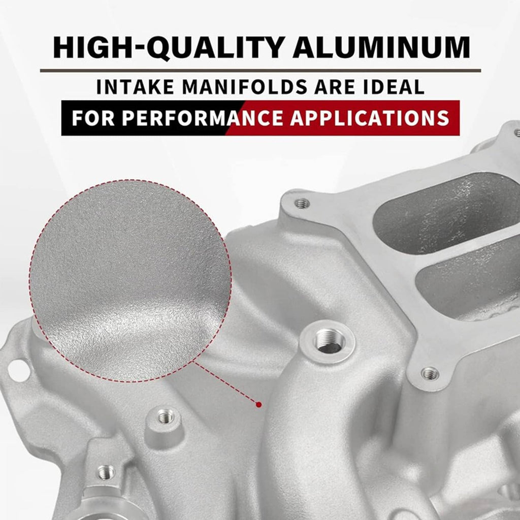 Aluminum intake manifold end with circular inlet, threaded port, and smooth casting