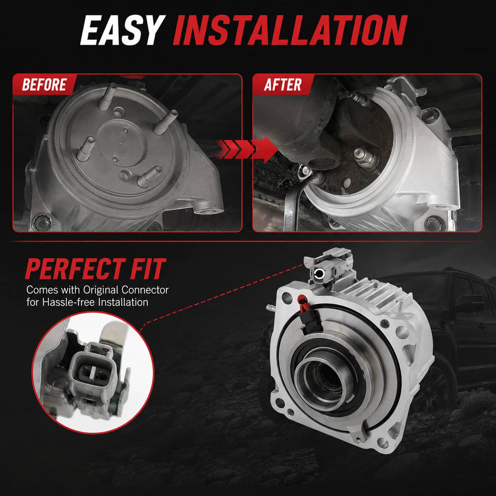 Rear differential viscous coupler installed, silver housing with visible orange connector