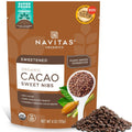 Sweetened organic cacao nibs bag, brown pouch with cacao sweet nibs label