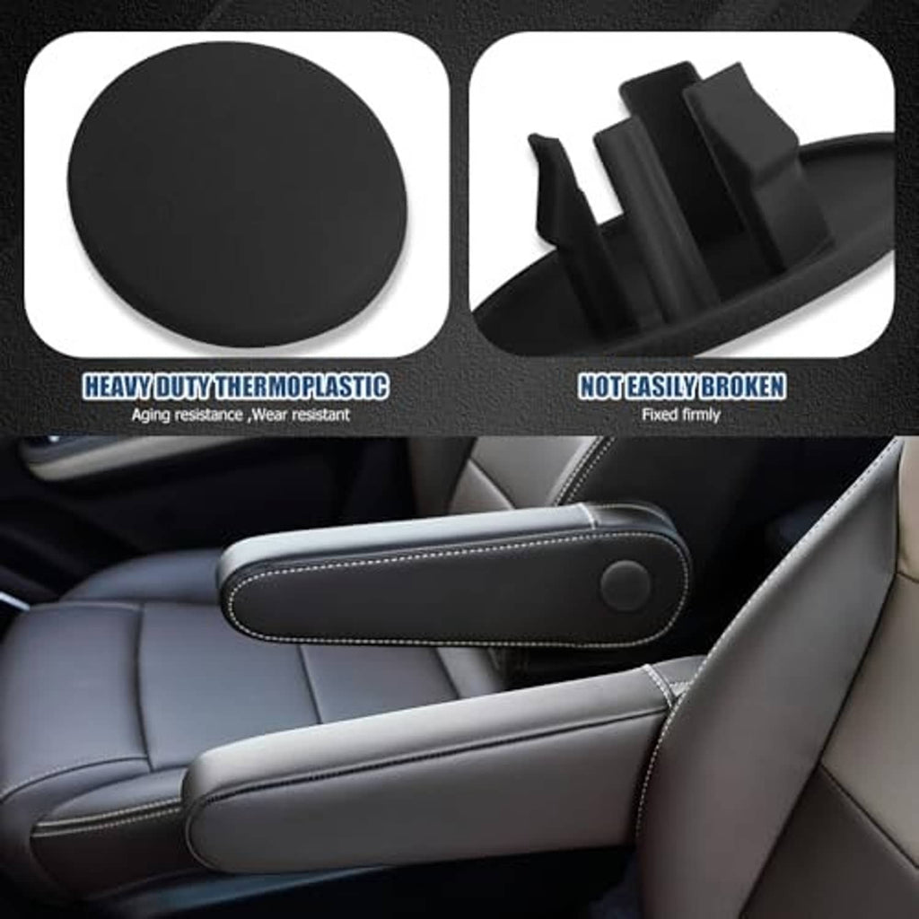 Black round armrest cap cover with molded mounting clips, two-piece set