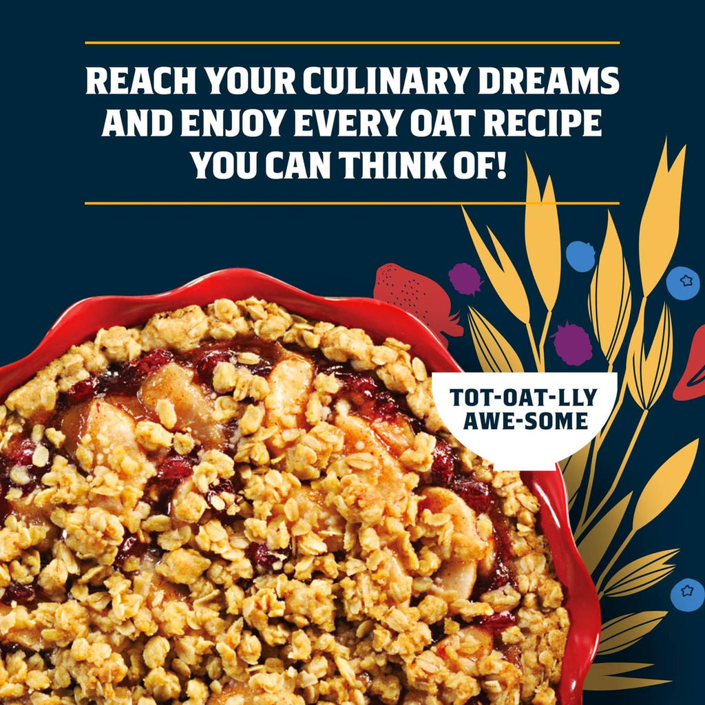 Oat cereal box with serving bowl and “Tot-Oat-ly awesome” recipe text