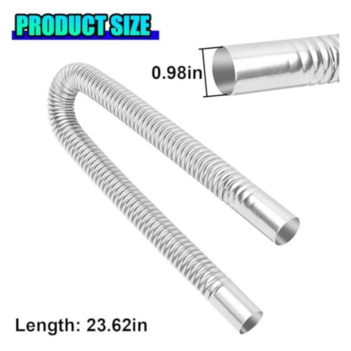 Corrugated stainless steel exhaust hose with straight end sections, 0.98 in size